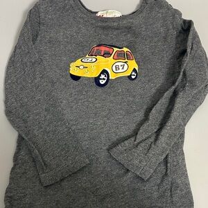 Bonpoint Gray Long Sleeve Tee with Yellow Car Design